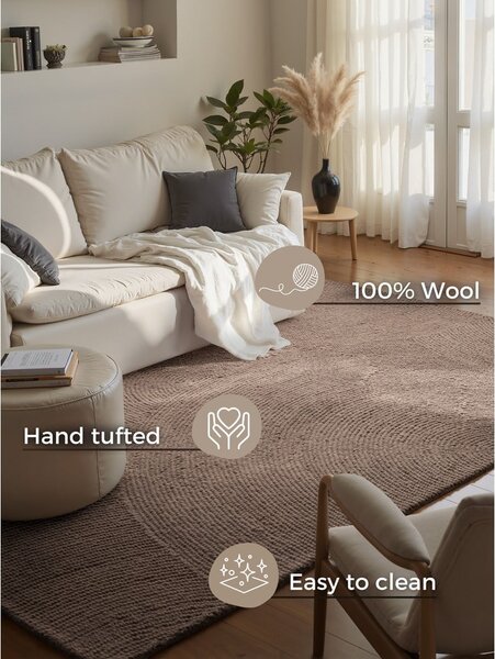 Tappeto grigio tortora in lana tessuto a mano 120x180 cm Calmio – Hanse Home