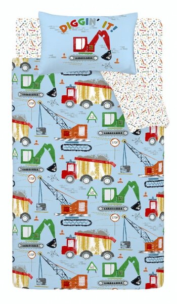 Biancheria da letto per bambini blu per culla 120x150 cm Digger Dreams – Catherine Lansfield