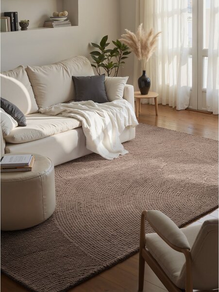 Tappeto grigio tortora in lana tessuto a mano 120x180 cm Calmio – Hanse Home