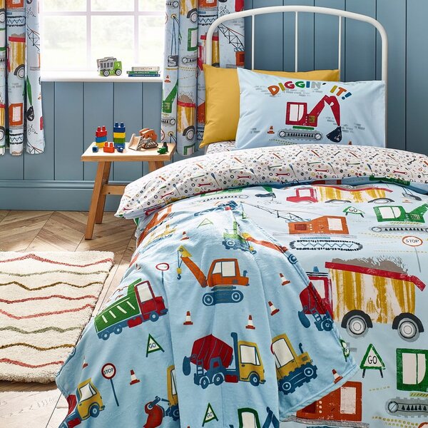 Biancheria da letto per bambini blu per culla 120x150 cm Digger Dreams – Catherine Lansfield