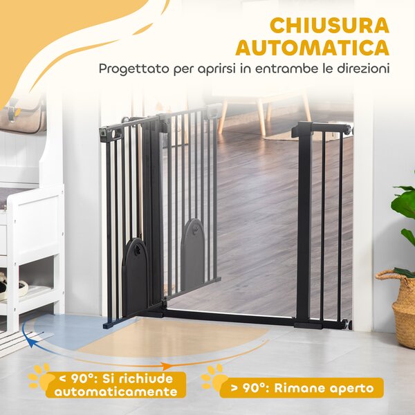 PawHut Cancellino per Cani Regolabile con Porta Piccola e Chiusura Automatica, 75-103x76cm, Nero