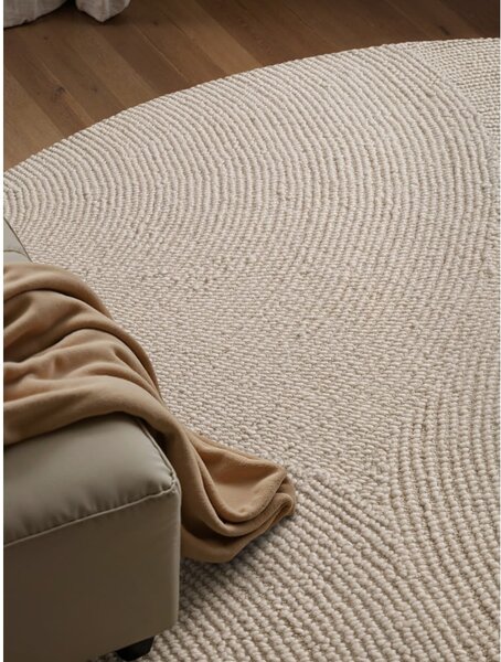 Tappeto rotondo colore naturale chiaro in lana tessuto a mano ø 120 cm Calmio – Hanse Home