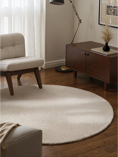 Tappeto rotondo colore naturale chiaro in lana tessuto a mano ø 120 cm Calmio – Hanse Home