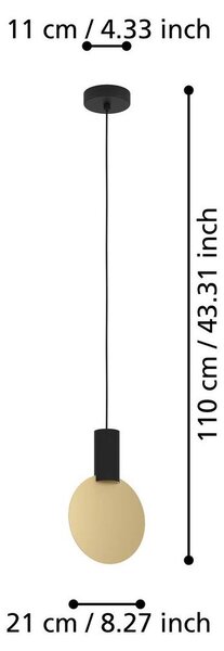 Eglo 900401 SARONA LED GU10 luce a sospensione 1x4,5W Ø210mm oro nero