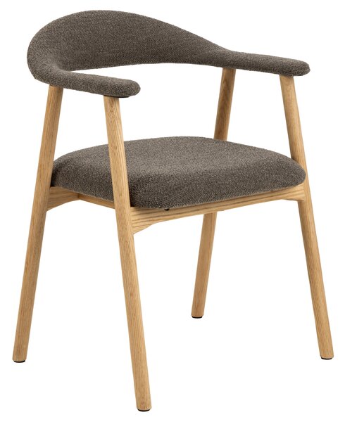 ADELE Marrone Taupe (tessuto Monza 40)/telaio Rovere Naturale - SEDIA IN LEGNO BOUCLÉ PER SALONE CUCINA STILE RETRO