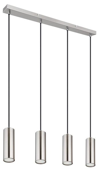 Lampada a sospensione a LED, 4 luci, metallo, cromo, rotonda, H 120 cm