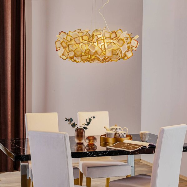 Slamp Lampada a sospensione Clizia, dimmerabile, Giallo / Arancione, Soggiorno / Sala da pranzo, Plastica, Design, Lampada a sospensione