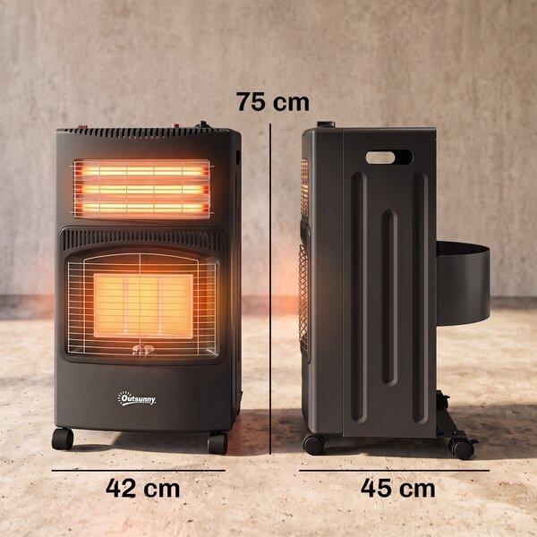 Outsunny Stufa a Gas Portatile Pieghevole da 4.2kW Nero | Aosom Italy