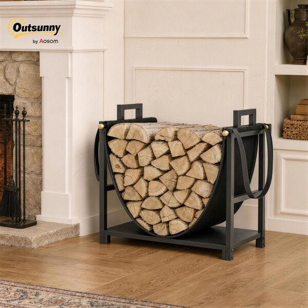 Outsunny Portalegna 48 cm con Borsa, Acciaio Portata 50 kg per Camino, Nero | Aosom Italy