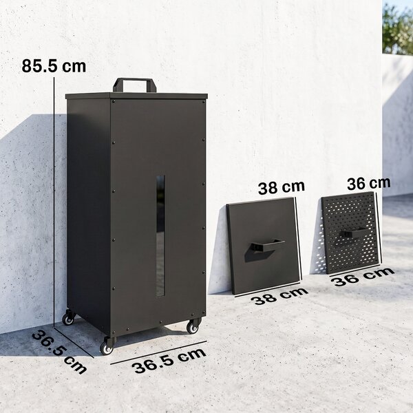 Outsunny Contenitore Portapellet 45kg con Ruote, Coperchio, Finestra e Setaccio, Nero | Aosom Italy