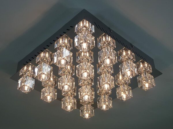 Lampada da soffitto a LED e alogena "Crystal" con 16 luci, telecomando e cambio colore
