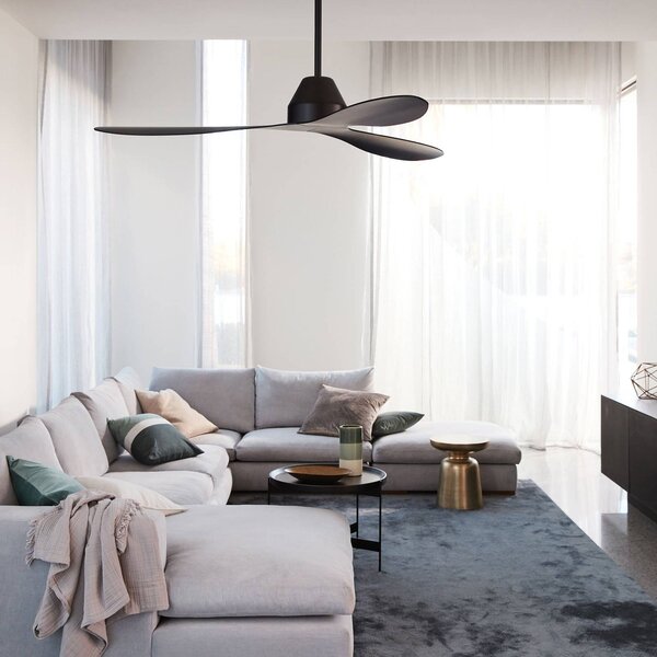Beacon Lighting Ventilatore da soffitto Whitehaven, nero, silenzioso, Ø 142 cm Whitehaven, Nero, Soggiorno / Sala da pranzo, Plastica, Moderno