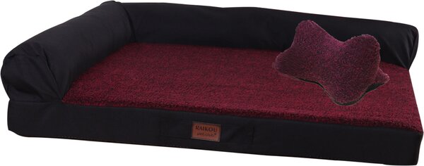 Cuccia per cani Raikou, divanetto per cani, cuccia antiscivolo, rosso scuro melange, dimensioni 100×80×9 cm