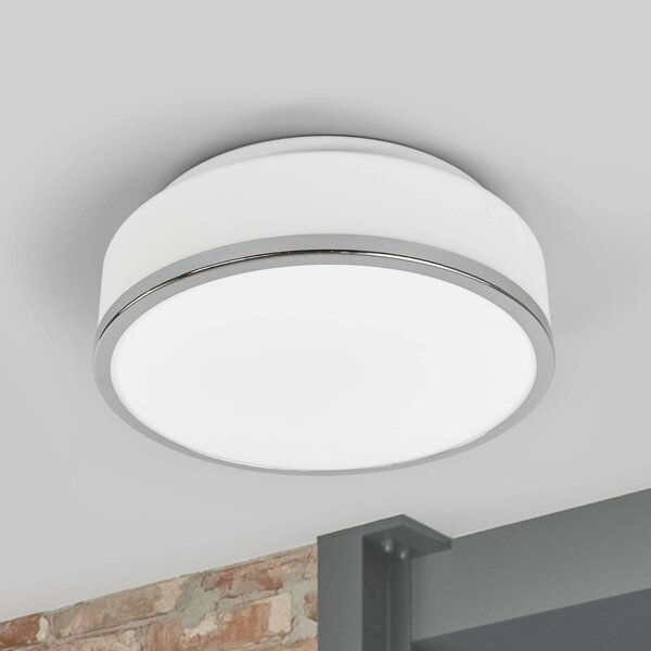Searchlight Plafoniera Flush IP44, dimmerabile, Bianco / Opale, Bagno, Vetro, Moderno, Plafoniera