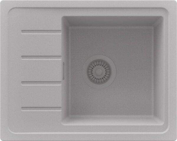 Lavello PRIMAGRAN grigio 55x44cm, lavello in granito a 1 vasca + set di scarico, lavello da cucina con base da 45 cm - Copenhagen Easy