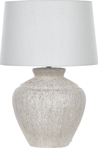 BELIANI Lampada da tavolo luce base Vetroceramica beige paralume tessuto bianco illuminazione casa design tradizionale