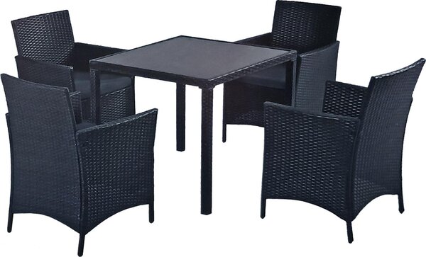 Set da giardino in polyrattan / Set da terrazza Minerva, 1 tavolo, 4 sedie