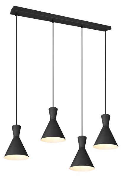 Lampada a Sospensione da Interno E27 in Metallo Nero Opaco