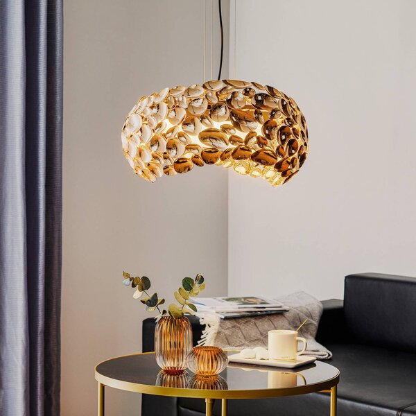 Schuller Valencia LED sospensione Narisa Ø 46 cm oro rosé/marrone, Soggiorno / Sala da pranzo, Metallo, Design
