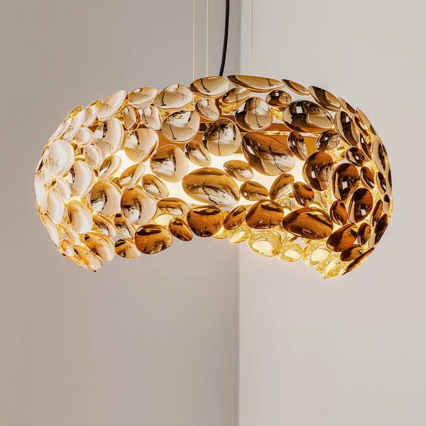 Schuller Valencia LED sospensione Narisa Ø 46 cm oro rosé/marrone, Soggiorno / Sala da pranzo, Metallo, Design