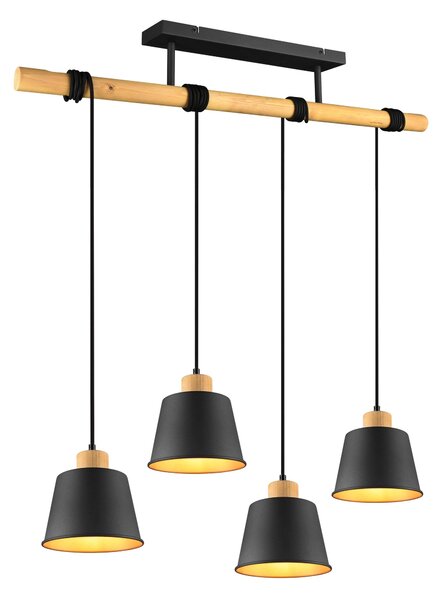 Lampada a Sospensione da Interno E27 in Metallo Nero Opaco