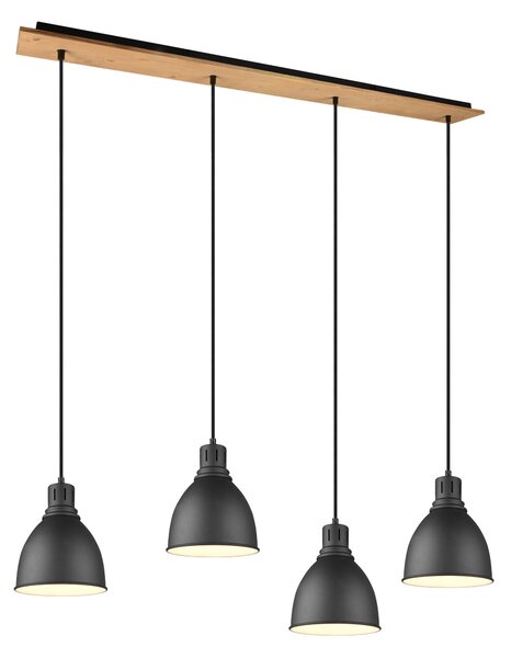 Lampada a Sospensione da Interno E14 in Metallo Nero Opaco