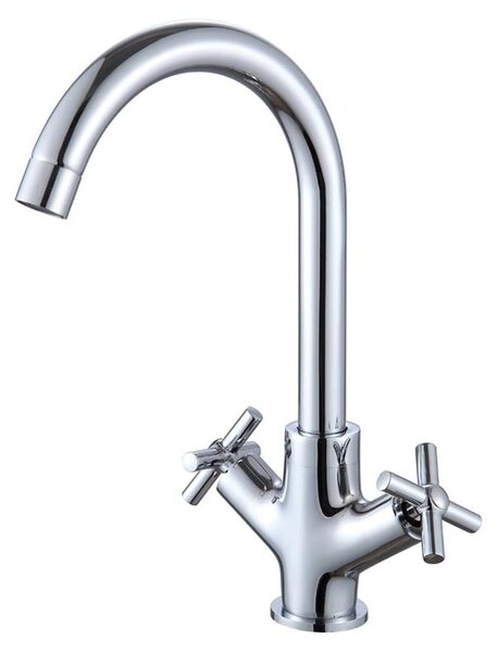 Rubinetto per lavabo cromato con design a foro centrale