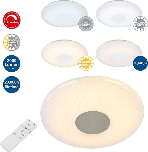 Plafoniera rotonda dimmerabile e con cambio di colore bianco incl. telecomando
