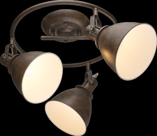 Globo Lighting Faretto in metallo color ruggine, paralume interno bianco, ø: 330mm, H: 210mm, escl. 3x E14 40W 230V
