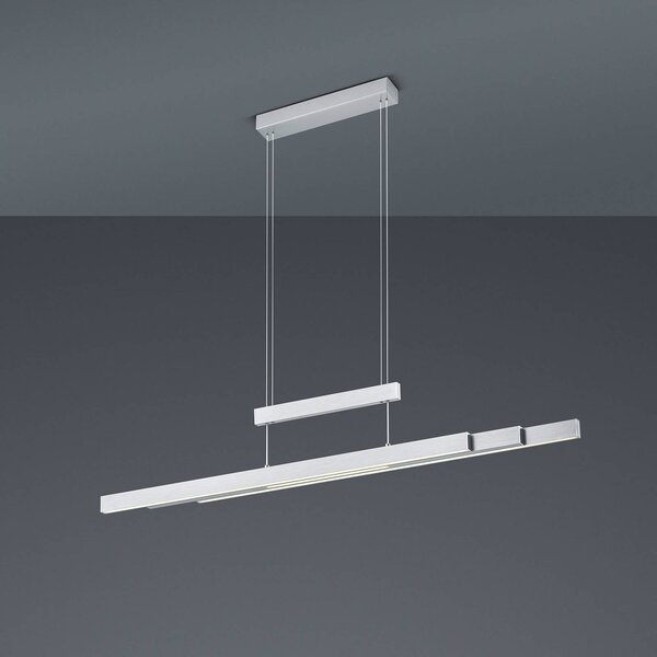Trio Lighting Lampada LED a sospensione Trajan, 2.700-5.000K, nichel opaco dimmerabile, Alluminio / Grigio / Zincato, Soggiorno / Sala da pranzo, Metallo, Moderno
