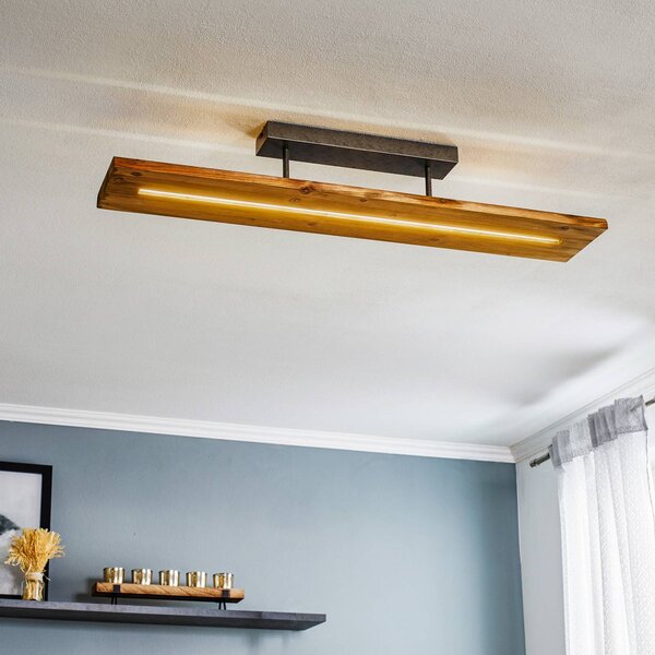 Trio Lighting Plafoniera a LED Brad, dimmerabile, Legno chiaro, Soggiorno / Sala da pranzo, Legno, Moderno, Plafoniera LED