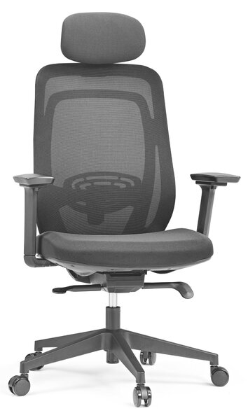 Hjh OFFICE sedia professionale per ufficio Vivadapt sedia da scrivania ergonomica con braccioli (regolabile in altezza) tessuto / mesh nero sedia girevole per ufficio, casa