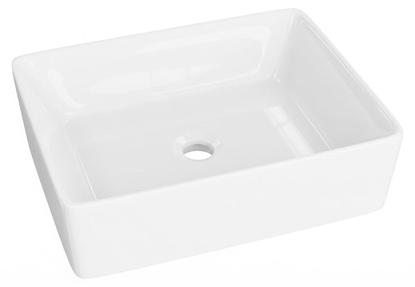 LAVITA Lavabo da appoggio Alegranza | Lavabo da appoggio rettangolare | Lavabo senza troppopieno e foro rubinetteria | In porcellana di alta qualità | Lavabo | 49x38x13,5 cm | Bianco lucido