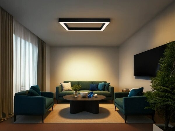 Plafoniera LED 150W/230V, 3000/4000/6500K selezionabili, 120x120 cm, nera