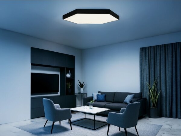 Plafoniera da soffitto LED/240W/230V 3000/4000/6500K diam. 120 cm nera