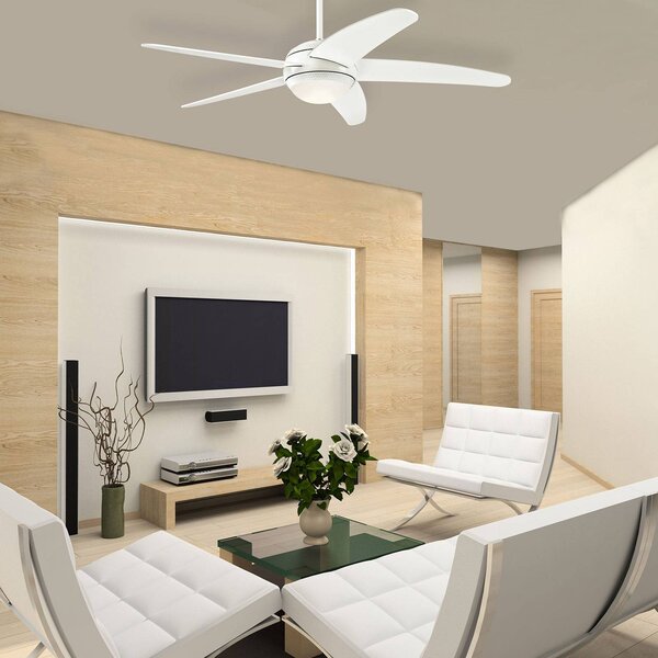 Westinghouse Ventilatore da soffitto LED Bendan, bianco, silenzioso dimmerabile, Bianco / Opale, Soggiorno / Sala da pranzo, Legno, Moderno