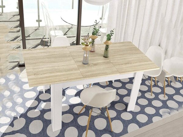 Tavolo allungabile moderno 6-8 posti 140-190x90cm rovere e bianco - Abudula