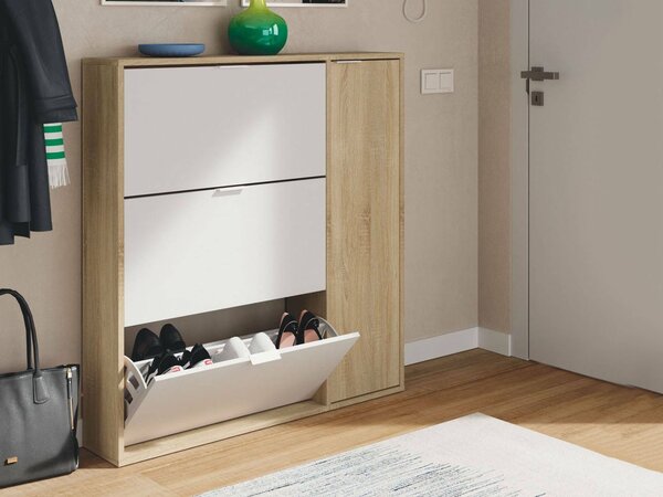 Scarpiera moderna 4 ante rovere e bianca 106x115h cm - Ammour