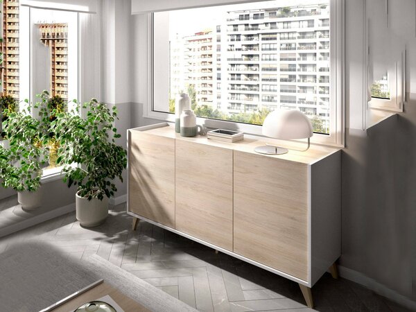 Credenza rovere e bianca 155x43x75h cm 3 ante - Afrodite
