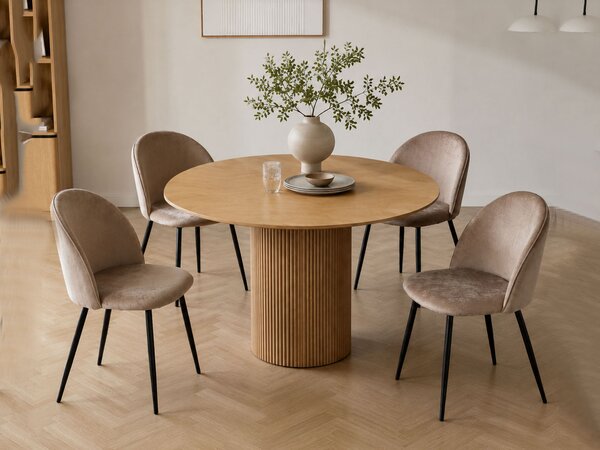 Set di 4 sedie moderne imbottite in velluto tortora - Achito