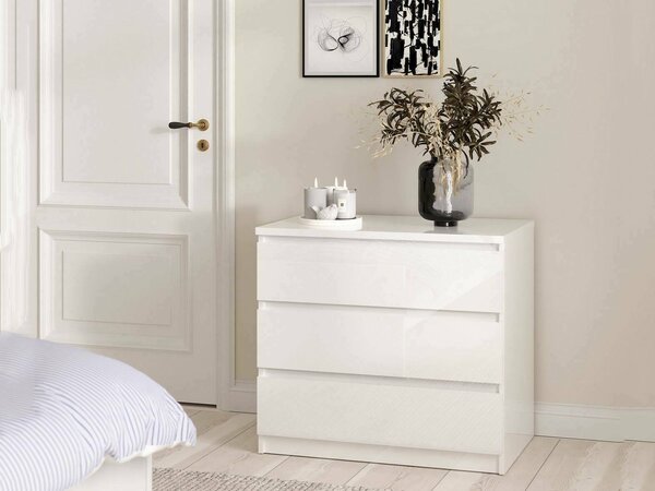 Cassettiera moderna bianca lucida 77x70h cm - Artic