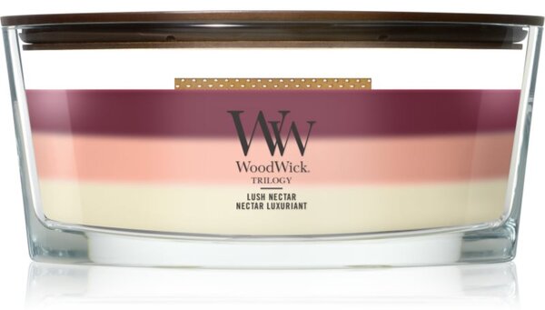 Woodwick Trilogy Lush Nectar candela profumata con stoppino in legno 453.6 g