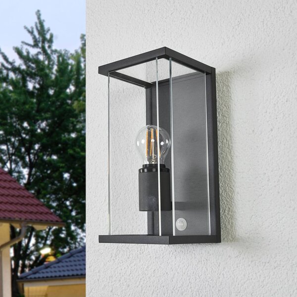 Lucande applique da esterno Annalea, 29 cm, 1 luce, IP54, sensore Annalea, Nero, Alluminio, Moderno