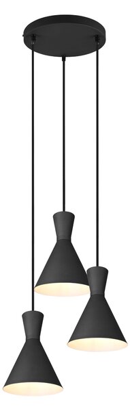 Lampada a Sospensione da Interno E27 in Metallo Nero Opaco
