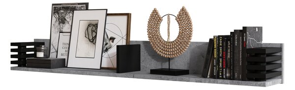 GOKEE PW-145 Cemento Millennium/Nero Opaco - MODERNA MENSOLA A MURO CON LAMELLE
