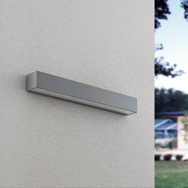 Applique da esterni a LED Lengo Lucande, Alluminio / Grigio / Zincato, Alluminio, Moderno, Applique LED da esterni