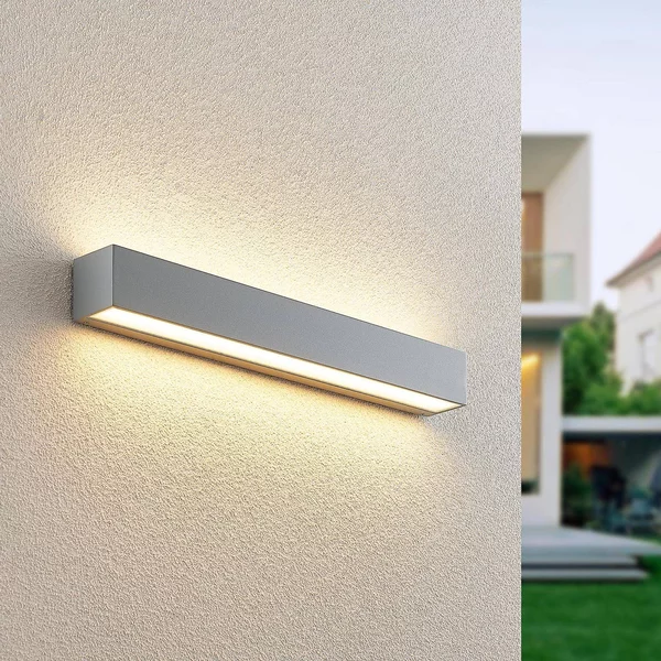 Applique da esterni a LED Lengo Lucande, Alluminio / Grigio / Zincato, Alluminio, Moderno, Applique LED da esterni