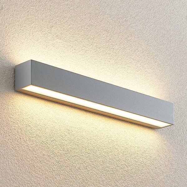 Applique da esterni a LED Lengo Lucande, Alluminio / Grigio / Zincato, Alluminio, Moderno, Applique LED da esterni