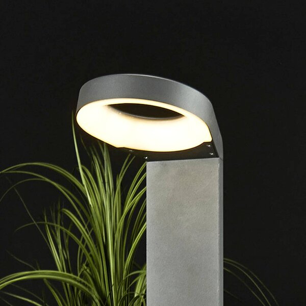 Lampioncino da giardino JARKA Lucande, Alluminio / Grigio / Zincato, Alluminio, Moderno, Lampada LED da esterni