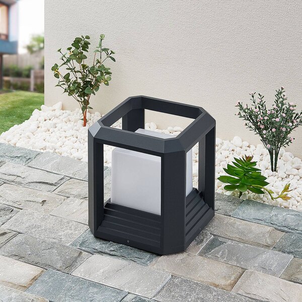Lucande lampioncino LED Serenella, antracite, metallo, 27 cm Serenella, Nero, Alluminio, Moderno, Lampada LED da esterni